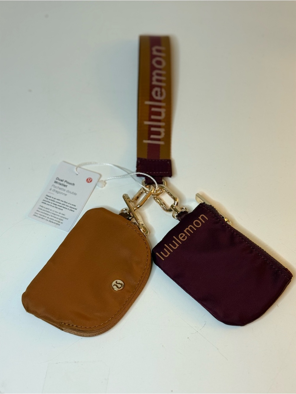 lululemon Dual Pouch Wristlet in Cognac Brown & Burgundy - Picture 2 of 7